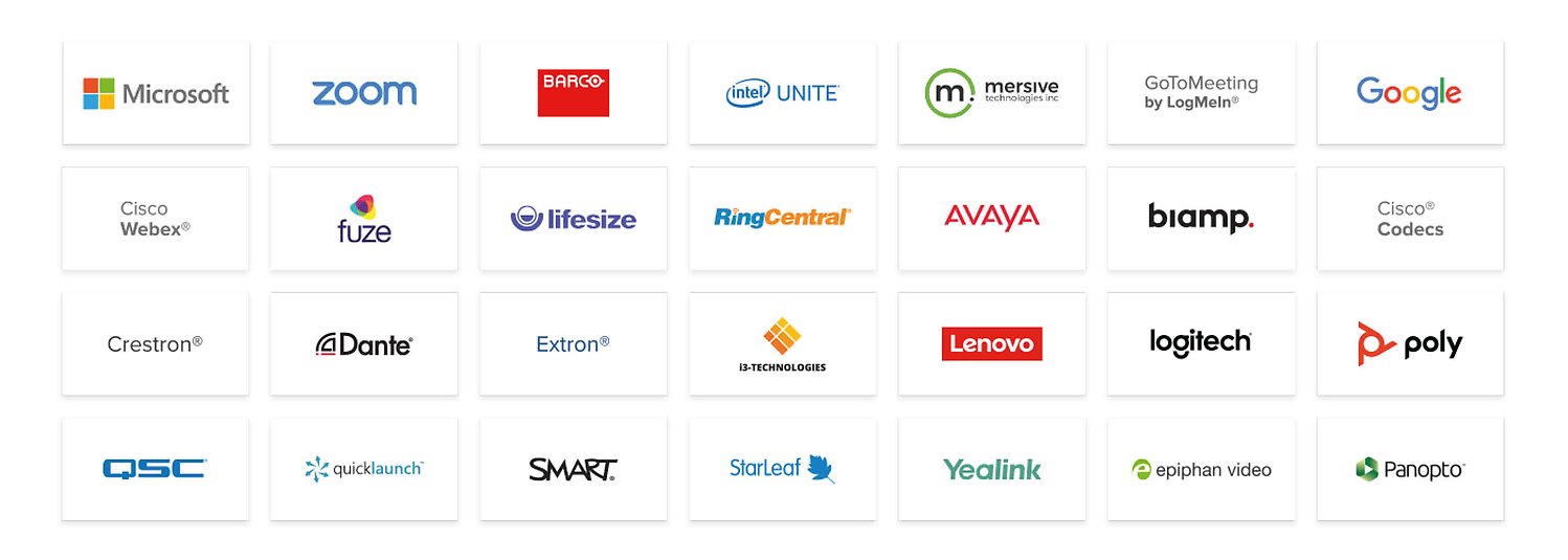 Nureva Audio integrationer Microsoft Teams, Zoom, Cisco Webex, Barco, Crestron, StarLeaf mfl